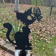 Decoratiune gradina / ghiveci Krodesign Cat&Butterfly KRO-1143, metal, inaltime 61 cm
