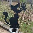 Decoratiune gradina / ghiveci Krodesign Cat&Butterfly KRO-1143, metal, inaltime 61 cm