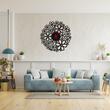 Ceas de perete metalic Krodesign Flowers Clock, diametru 50 cm, negru