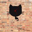 Ceas metalic de perete Krodesign Cat KRO-1245, Inaltime 48 cm, negru