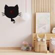 Ceas metalic de perete Krodesign Cat KRO-1245, Inaltime 48 cm, negru