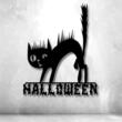 Decoratiune metalica de perete Krodesign Scary Cat Halloween, Inaltime 60 cm, negru