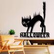 Decoratiune metalica de perete Krodesign Scary Cat Halloween, Inaltime 60 cm, negru
