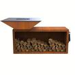 Gratar cu plita 10 mm si vatra de gatit pe lemne Krodesign KRO-1293, dimensiune 1050(H)975x975 mm, Otel Corten, Spatiu depozitare