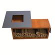 Gratar cu plita 10 mm si vatra de gatit pe lemne Krodesign KRO-1293, dimensiune 1050(H)975x975 mm, Otel Corten, Spatiu depozitare