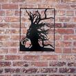 Decoratiune metalica de perete Krodesign Woman Tree, Inaltime 49 cm, Latime 40 cm, Grosime 2 mm