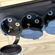 Prelungitor cauciucat pentru exterior, Horoz 3 locasuri, Schuko, IP44, 16A, fara cablu, negru