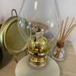 Lampa cu gaz lampant Vivatechnix Classic TR-1002A, rezervor sticla cu catifea, oglinda metal, Bej
