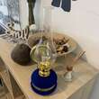 Lampa cu gaz lampant Vivatechnix Classic TR-1002Blue, rezervor sticla cu catifea, oglinda metal, Albastru