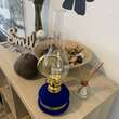 Lampa cu gaz lampant Vivatechnix Classic TR-1002Blue, rezervor sticla cu catifea, oglinda metal, Albastru