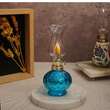 Mini Lampa cu gaz Vivatechnix Kutulu TR-1012A, inaltime 20 cm, Albastru, abajur de sticla