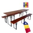 Set masa si 2 banci, Vivatechnix VMD-1053, 200x50x78 cm, cadru metal, blat lemn, pliabile