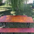 Set masa si 2 banci, Vivatechnix VMD-1053, 200x50x78 cm, cadru metal, blat lemn, pliabile
