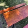Set masa si 2 banci, Vivatechnix VMD-1053, 200x50x78 cm, cadru metal, blat lemn, pliabile