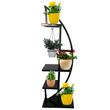 Suport pentru ghivece flori, Negru, dimensiune 50x30x150 cm, 4 polite, demontabil