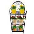 Suport pentru ghivece flori, Negru, dimensiune 50x30x125 cm, 3 polite, demontabil