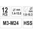 Set dispozitive Yato YT-0591, pentru extras suruburi rupte, 12 buc, HSS
