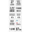 Lampa de atelier cu led Yato YT-08523, magnetica, 27 Led, 87 lm, 1.6 W