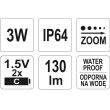 Lanterna cu led, Yato YT-08577, CREE XPE 3W, 130lm, 2xR14, aluminiu, IP64