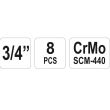 Set 8 chei tubulare de impact Yato YT-1115, 3/4, Hex, 19-41 mm