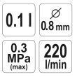 Pistol de vopsit cu cana sus, Yato YT-2357, 100 ml, duza 0.8 mm, HVLP