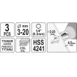 Set 3 burghie in trepte Yato YT-44731, pentru metal, 3-20 mm