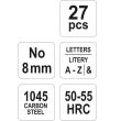 Set poansoane litere A-Z, Yato YT-6863, 27 buc, 8 mm