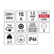 Prelungitor cu 5 locasuri, Yato YT-81242, lungime cablu 3m, max 3500W, cu impamantare, IP44