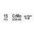 Set chei tubulare adanci, de impact Yato YT-1055, 1/2'',15 Buc, Cr-Mo, 10-32mm