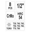 Set 8 chei de impact Torx, Yato YT-1065, 1/2", Cr-Mo