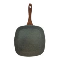 Tigaie tip grill MagicHome Marble Line, 28x28 cm, acoperire marmura, maner lemn