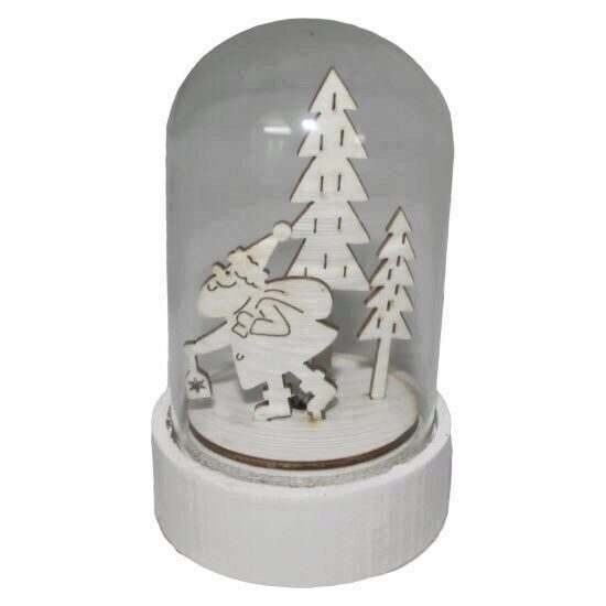 Decoratiune luminoasa Mos Craciun, Strend Pro Woodeco 76041, material lemn si sticla, 1xLed