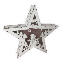 Decoratiune craciun, stea, Strend Pro Woodeco, 8xLED, 26x5x24 cm, lemn