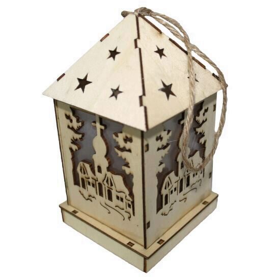 Decoratiune luminoasa Strend Pro Woodeco XS003, material lemn, 1xLED, 12x6 cm