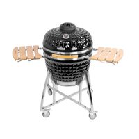 Grill Strend Pro Kamado, Ceramica si Inox, diametru 57.4 cm, Negru, 145x85x125 cm