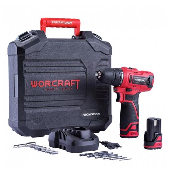 Surubelnita electrica cu 2 acumulatori Worcraft CD-12LiA, 2xLi-ion 1.3Ah, valiza si accesorii