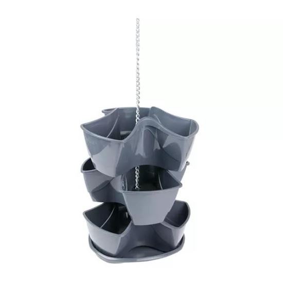 Ghiveci decorativ in cascada Coubi DKN300W, cu lant, 88 cm, gri