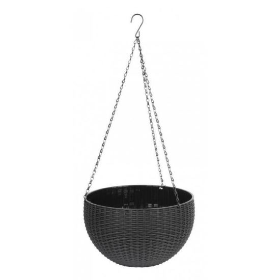 Ghiveci de flori suspendat Strend Pro Modern, Gri, 26x16 cm