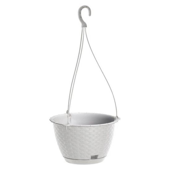 Ghiveci suspendat Strend Pro White DRLW240, 4.85L, culoare alb, imitatie ratan
