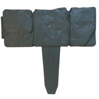 Set 10 borduri din plastic Strend Pro Garden, lungime totala 2.5 m, imitatie piatra, Gri