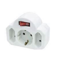 Priza cu intrerupator Home NVK 3/WH, alba, 3 socluri, IP20