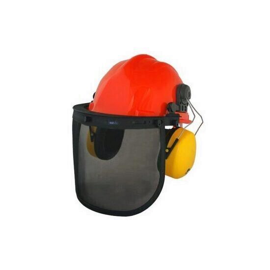 Set casca de protectie cu viziera plasa si casti antifon 3 in 1, Strend Pro SM-409P