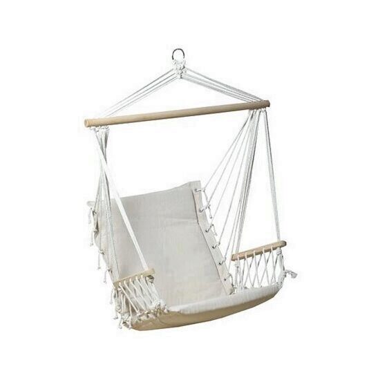 Hamac scaun suspendat, Strend Pro Craig, 100X50 cm, 150 Kg, bumbac, Alb