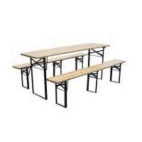 Set mobilier gradina, masa si 2 banci, Strend Pro Dortmund Standard, 175x46x77 cm, cadru metal, blat lemn