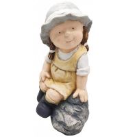 Decoratiune gradina, Strend Pro Girl, ceramica, fata pe piatra, 29x21x42 cm