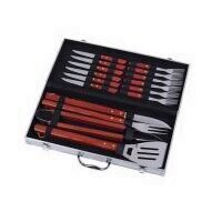Set unelte pentru gratar Strend Pro Premium BBQ 45535, cutie metalica, Inox, 16 piese