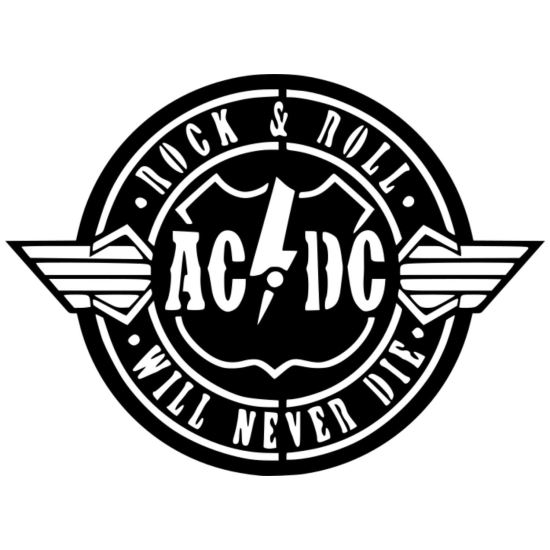 Decoratiune metalica de perete Krodesign KRO-1050, AC/DC, diametru 60 cm, negru, grosime 1.5 mm