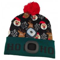 Caciula cu LED reincarcabila prin USB, Strend Pro X-mas Ho-Ho, unisex, marime universal, 4xSMD, Li-Ion