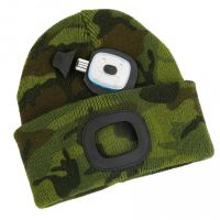 Caciula cu LED reincarcabila prin USB, Strend Pro Albacore, Camuflaj, marime universal, 4xSMD, Li-Ion