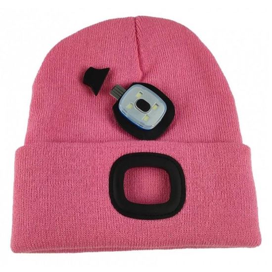 Caciula cu LED reincarcabila prin USB, Strend Pro Pink, marime universala, 4xSMD, Li-Ion